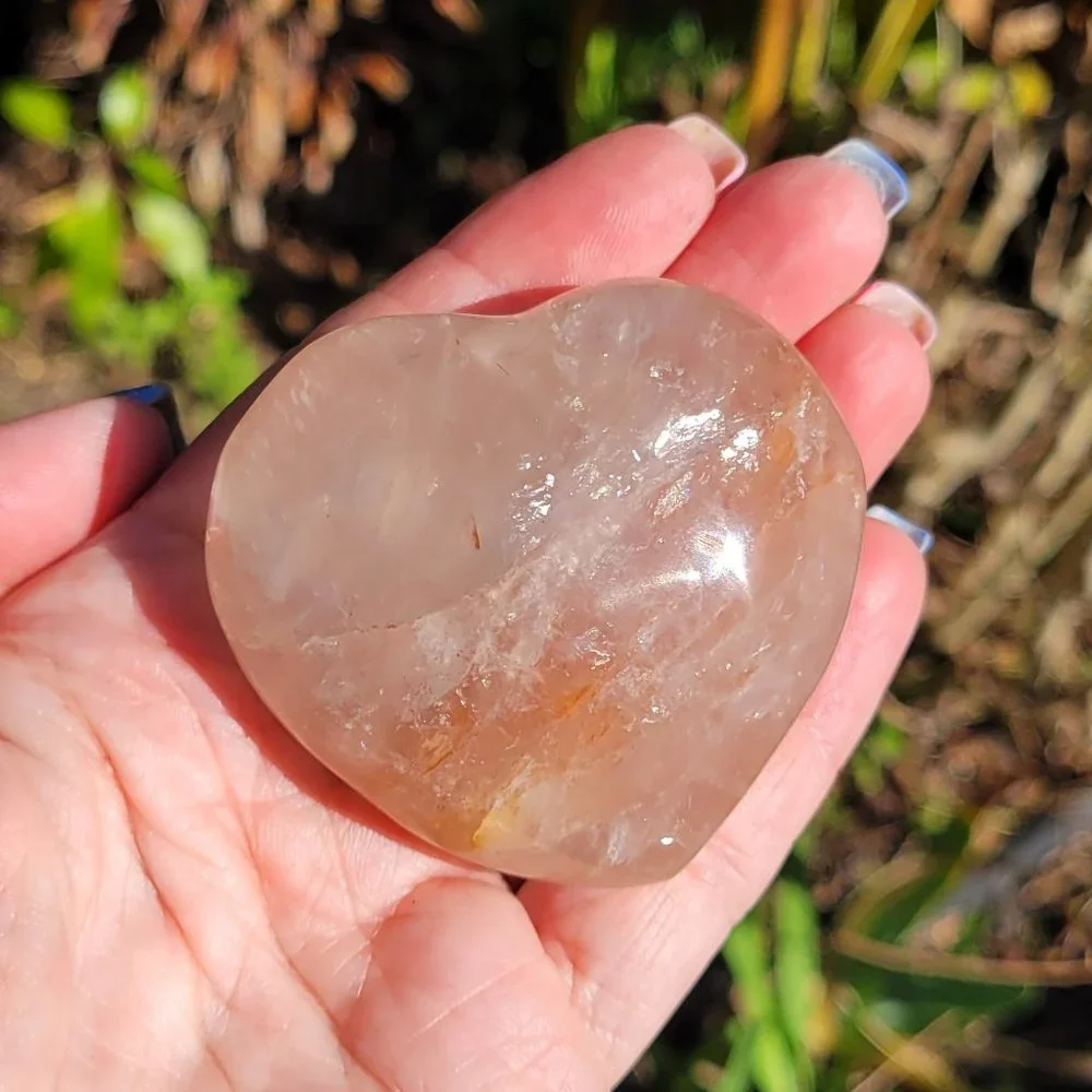 Fire Quartz Red Hematite in Quartz Crystal Hearts